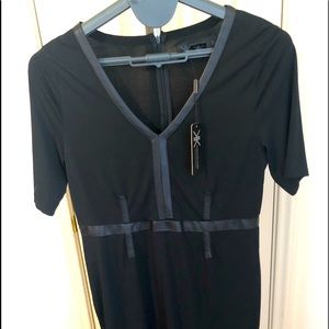 Black Dress w/ Faux Leather Design &Trim
